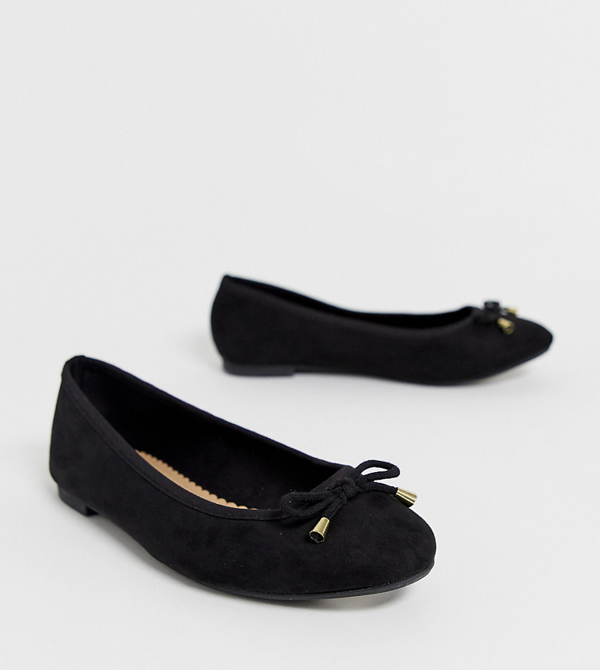 Simply Be wide fit Alice basic ballerina in black