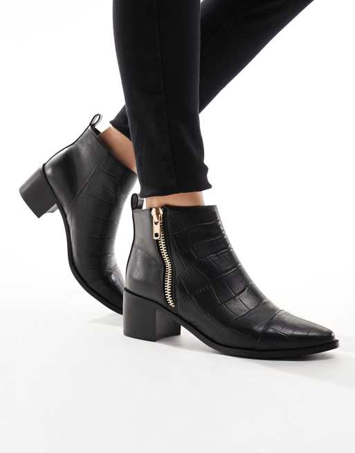 Black wide shop fit ankle boots