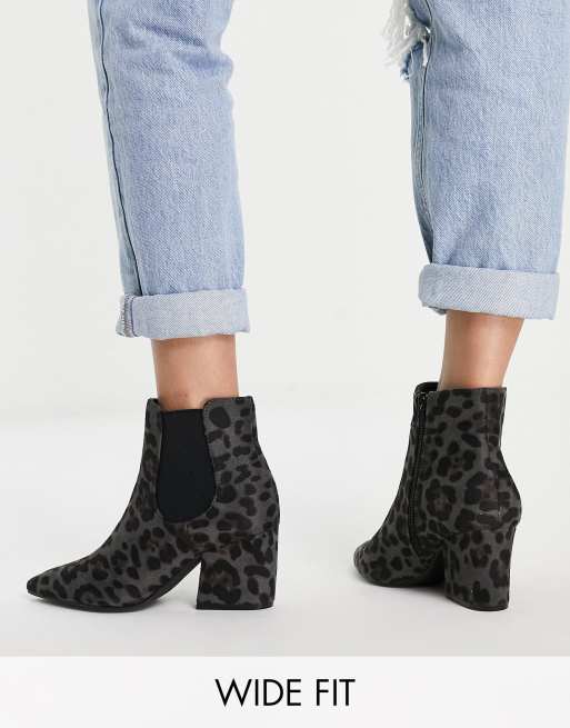 Grey animal clearance print ankle boots