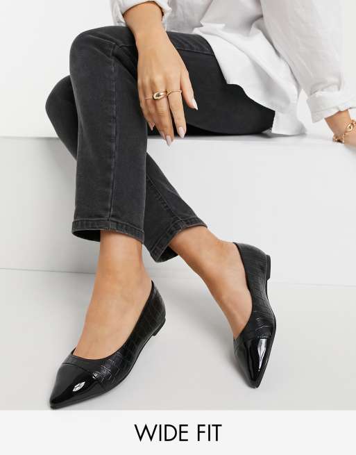 Simply Be Wide Fit - Ballerine nere con punta a pianta larga