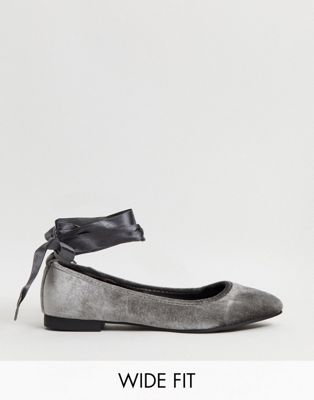 Simply Be wide fit ballet flats in gray 
