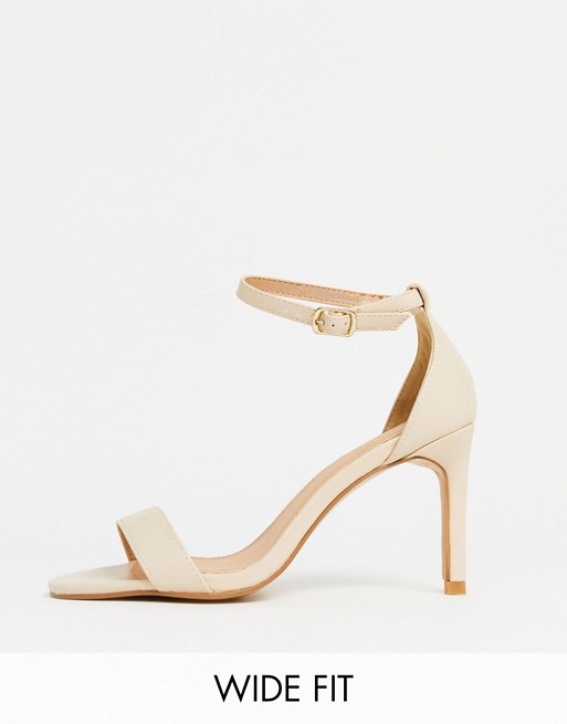Simply Be wide fit barely there heeled sandal in nude