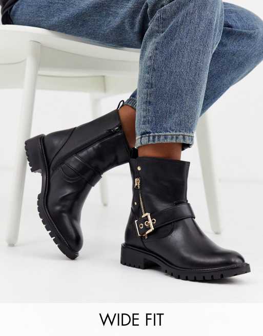 Biker boots store wide fit