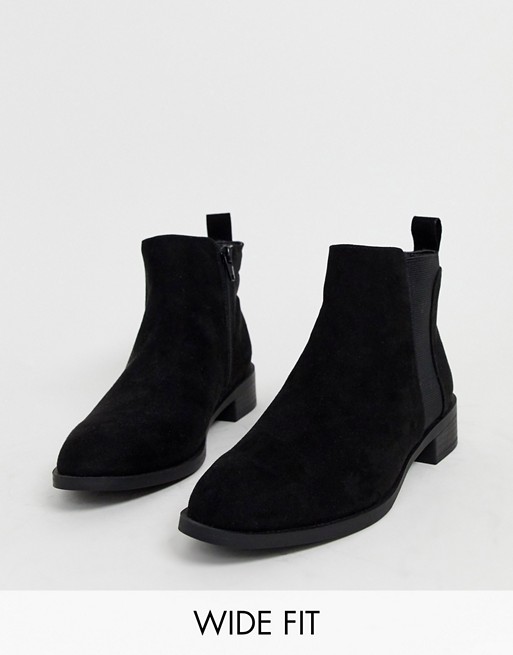 Simply Be wide fit Chelsea boots in black suede
