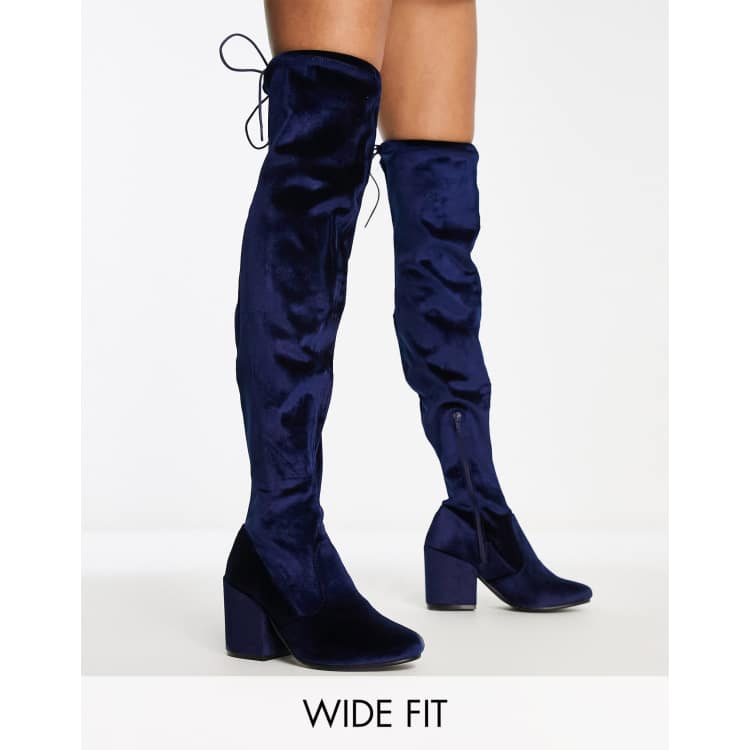 Navy blue sale thigh boots