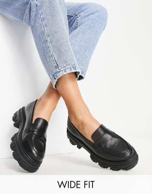 Simply Be Wide Fit chunky loafers in black