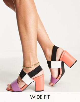 Simply Be Wide Fit colourblock sandals in multi