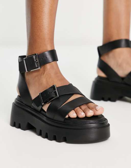 Simply Be Wide Fit – Czarne sandały na podeszwie z protektorem, 2 z 4