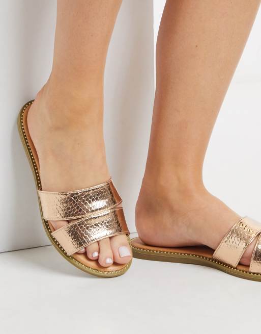 womens slides rose gold