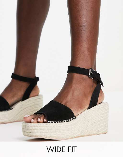 Simply Be wide fit espadrille sandals in black