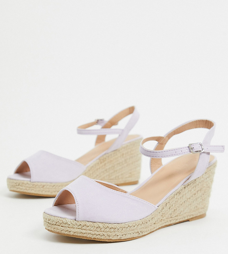 Simply Be wide fit espadrille wedge in lilac-Purple