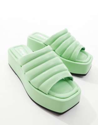 Simply Be Wide Fit Flatform Sandals In Green