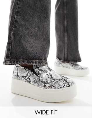 Simply Be Wide Fit Flatform Slip On Sneakers In Multi