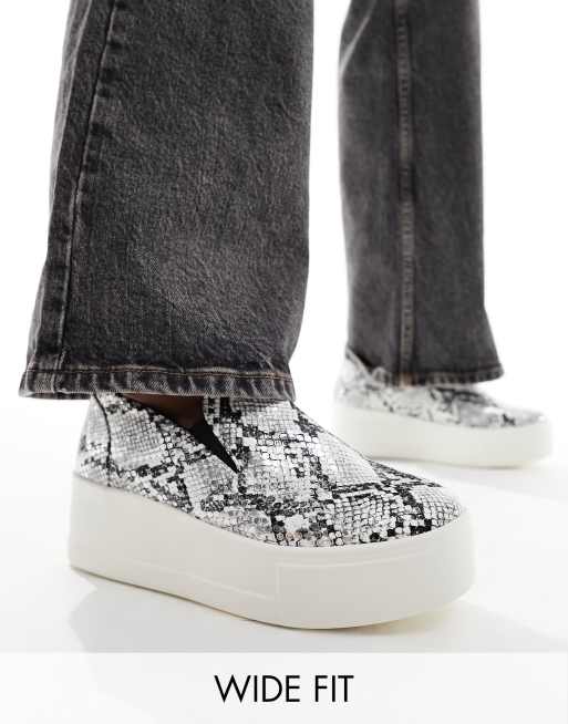 Simply Be Wide Fit flatform slip on sneakers in black