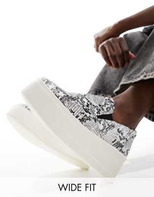 Simply Be Wide Fit flatform slip on trainers in snake print - ASOS Price Checker