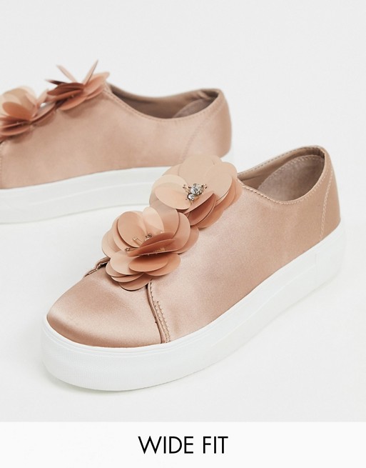 Simply Be wide fit flower trainers in pink