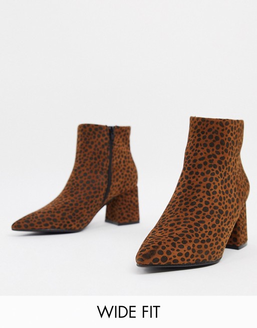 Simply Be wide fit heeled boot in leopard print