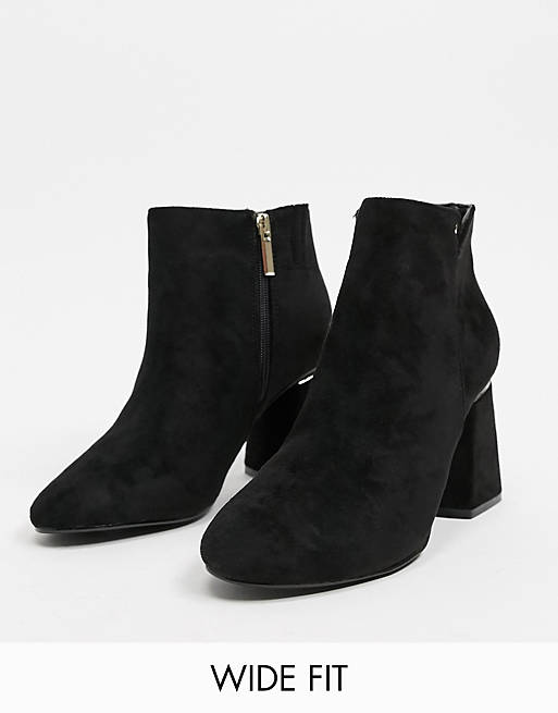 Simply Be Wide Fit heeled boots in black | ASOS