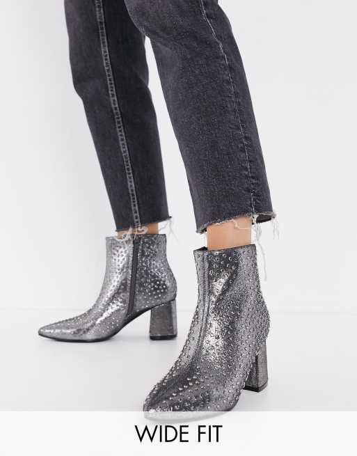 Grey mid hotsell heel boots