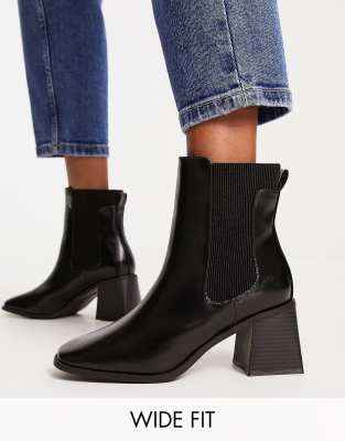 Simply Be Wide Fit Heeled Chelsea Ankle Boot In Black