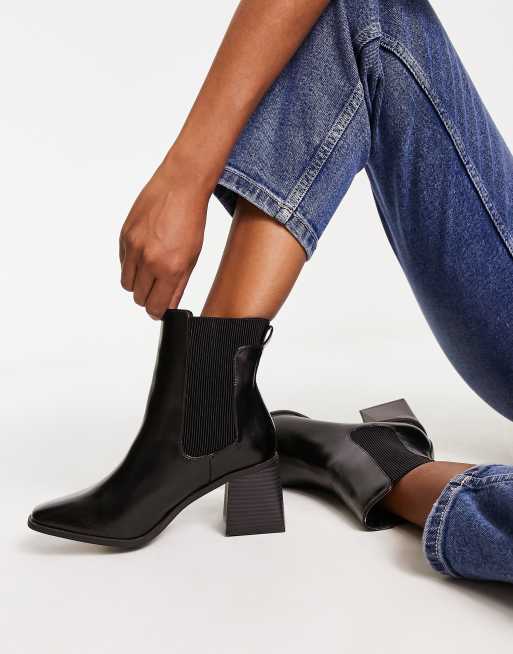 Simply Be Wide Fit heeled chelsea ankle boots in black, 4 of 4