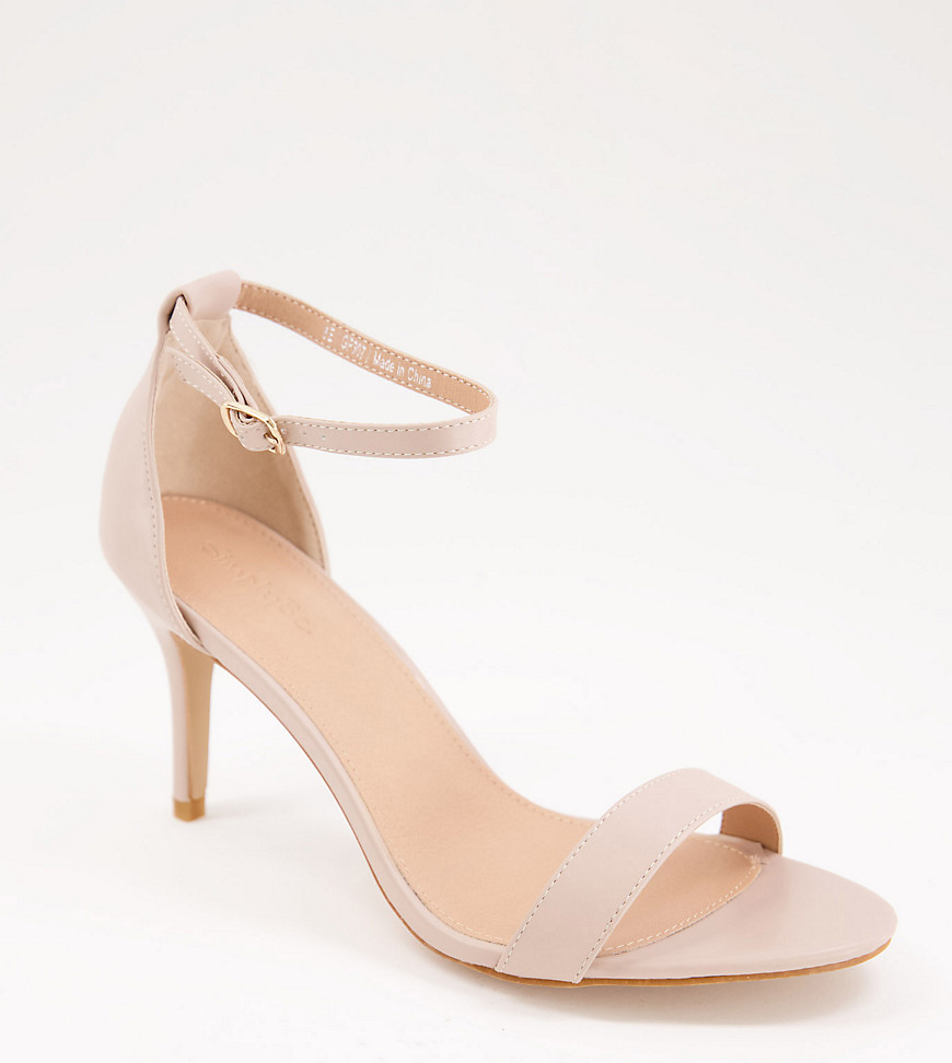 Simply Be Wide Fit heeled sandals in beige-Neutral