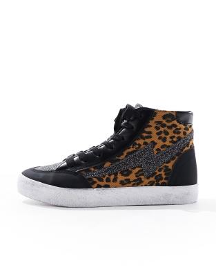 Simply Be Wide Fit Hi Top Sneakers In Brown