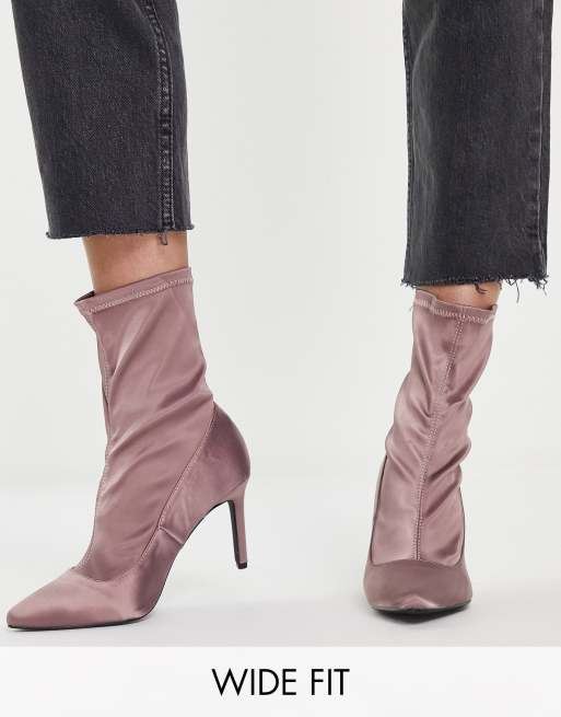 Simply Be Wide Fit - Hoge enkellaarzen in roze