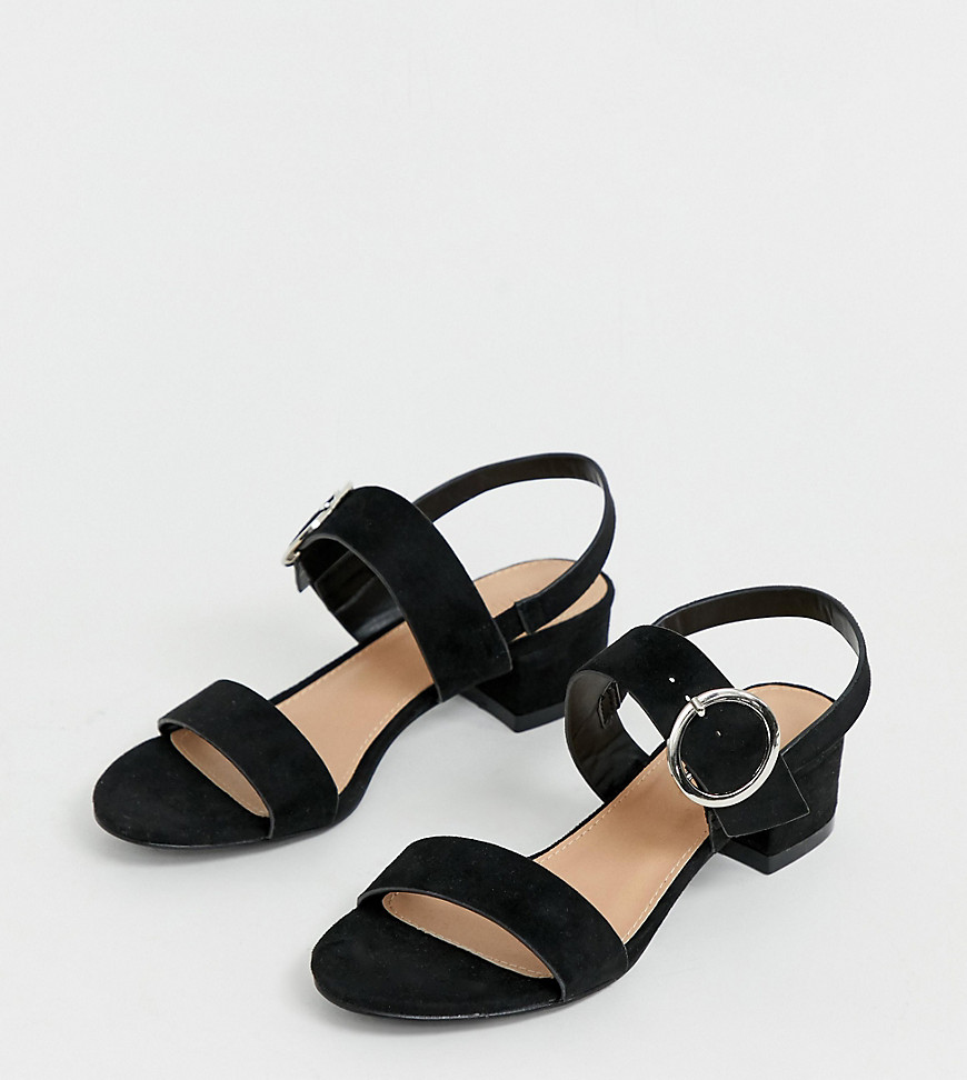 Simply Be wide fit - Isabel - Sandali neri con tacco largo-Nero