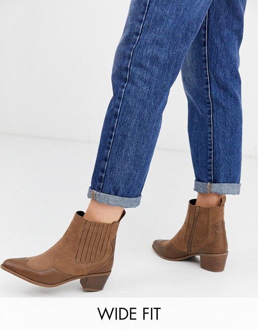 Simply Be wide fit Judy western boots in tan