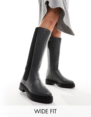 Simply Be Wide Fit knee boots in grey
