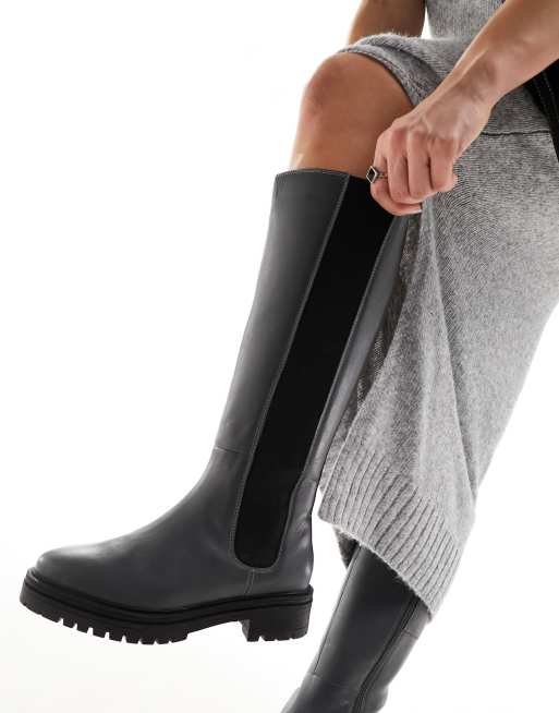 Simply Be Wide Fit knee boots in grey