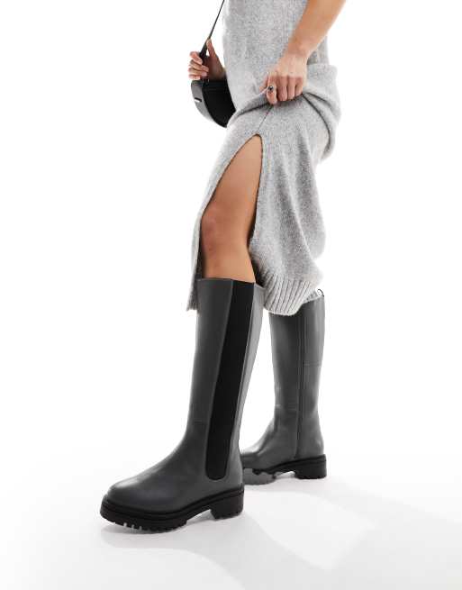 Grey wide clearance fit boots