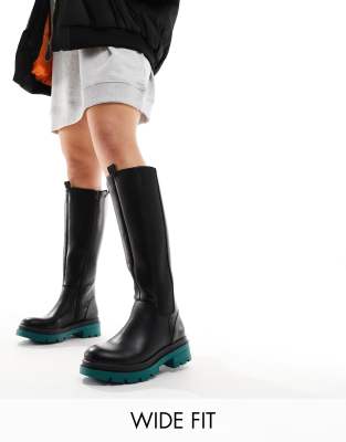 Simply Be Wide Fit knee high boots in black