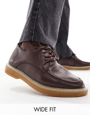 Simply Be Wide Fit lace up brogues in brown