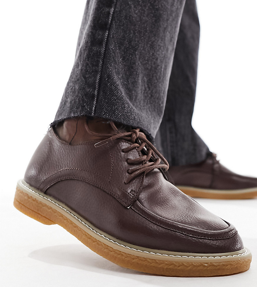 Simply Be Wide Fit lace up brogues in brown