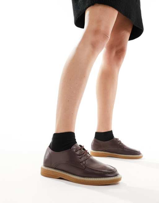 Simply Be Wide Fit lace up brogues in brown ASOS