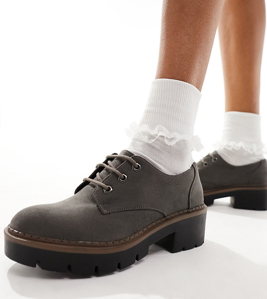 Simply Be Wide Fit lace up brogues in grey
