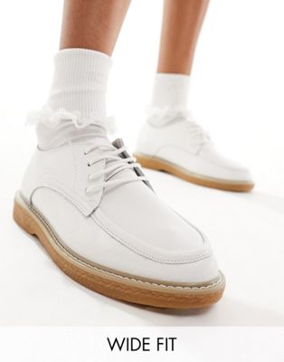 Simply Be Wide Fit lace up brogues in off white
