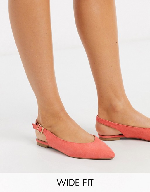 Simply Be wide fit Lana sling back pointed shoes in coral