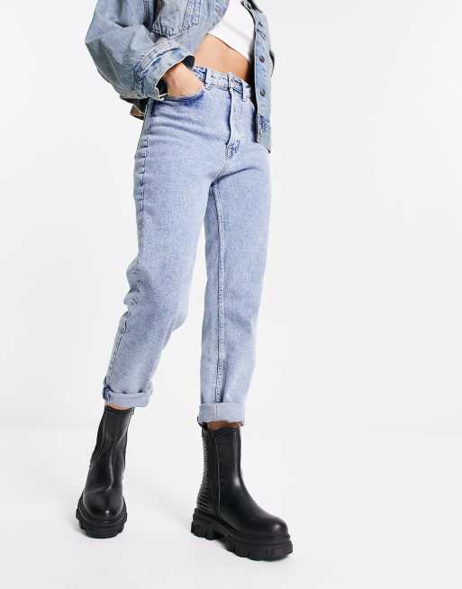 Mom jeans ankle store boots