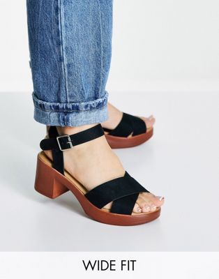 Simply Be Wide Fit liza heeled sandals in black