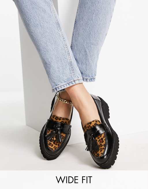 Black and leopard print hot sale loafers