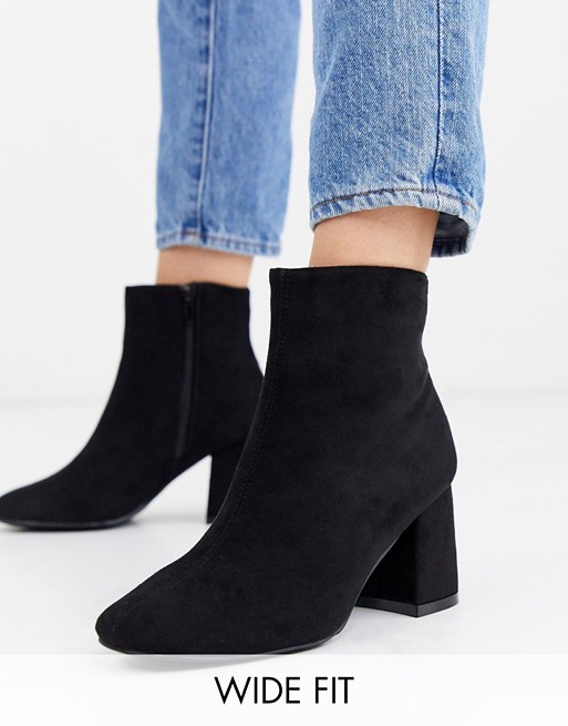 Simply Be wide fit low block heel ankle boots in black | ASOS