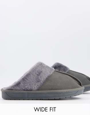 wide fit mule slippers