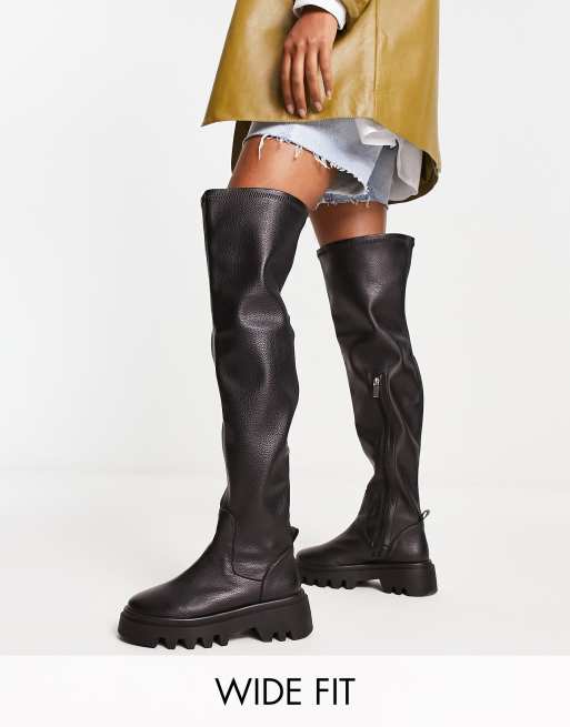 Wide fit over outlet the knee black boots