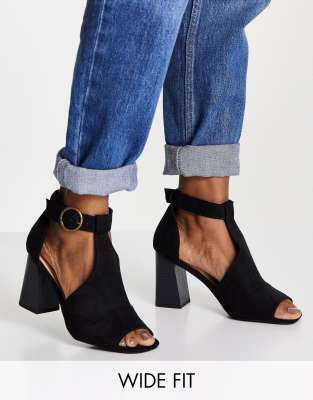 Simply Be Wide Fit phoenix block heeled sandals in black