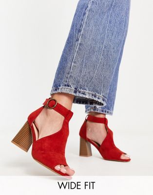 Simply Be Wide Fit phoenix block heeled sandals in rust