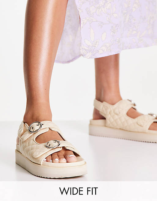 Simply Be wide fit quilted chunky sandal in stone