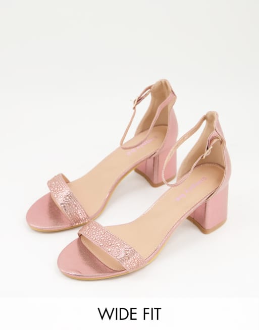Simply Be Wide Fit - Roxie - Sandalen met blokhak in roségoud